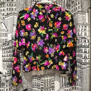 80s style floral blouse